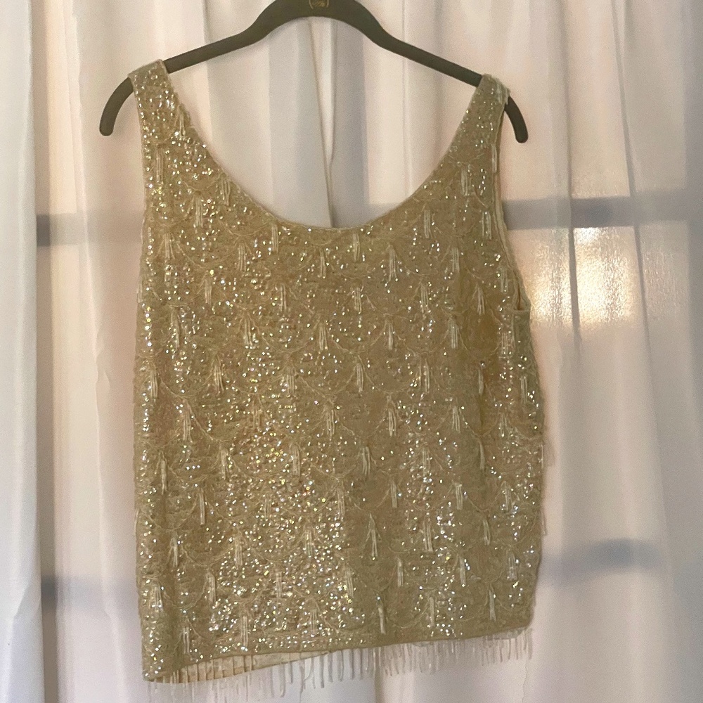 VERY VINTAGE 💗 Handmade Stunning Sequins Sweater Tank Top Lined Sz L